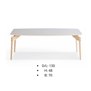 U-Design sofabord / D/L: 130 H: 48 B: 70 / Laminat Taupe / Stel eg ubehandlet - Stærk Pris